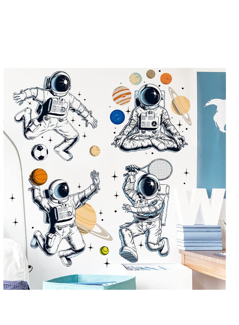 Astronauts Wall Decals, Removable PVC Universe Space Wall Stickers for Bedroom Living Room Kid's Room Kindergarten, Art Window Door Cabinet Corridor NASA Wall Decor Murals (Astronauts 2) - Image 4